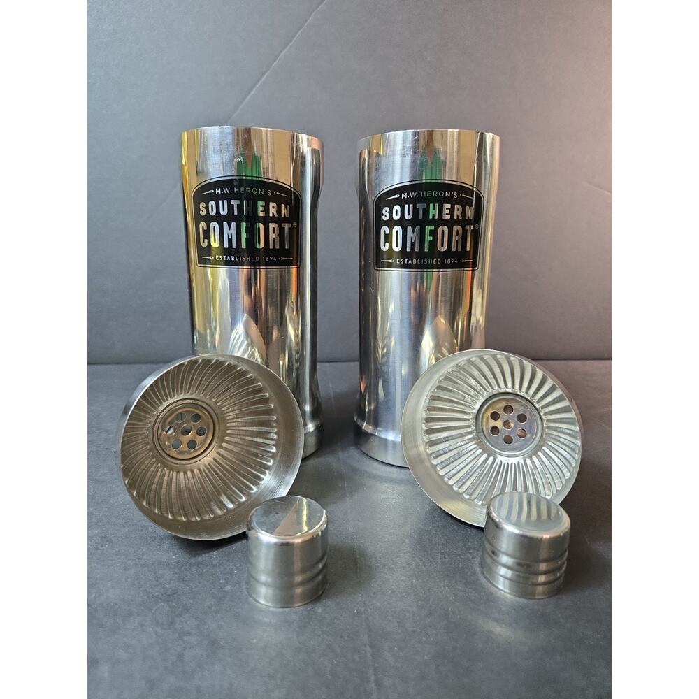 SET OF TWO BAR MIX DRINK SHAKERS, SOUTHERN COMFORT/SILVER COLOR - Picture 6 of 7